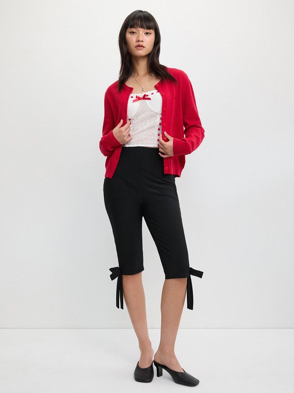 Pomelo Pomelo Lace Bow Crop Camisole - White