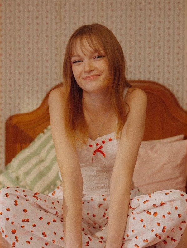 pomelo Pomelo Lace Bow Crop Camisole - White