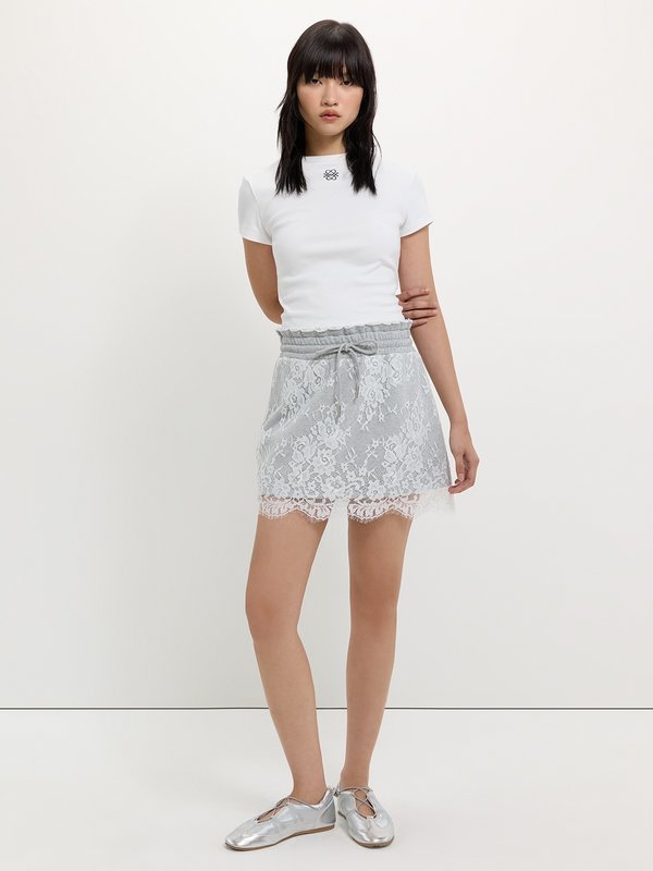 Pomelo Pomelo Lace Drawstring Skirt - Light Grey