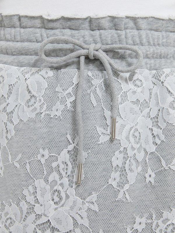 Pomelo Pomelo Lace Drawstring Skirt - Light Grey
