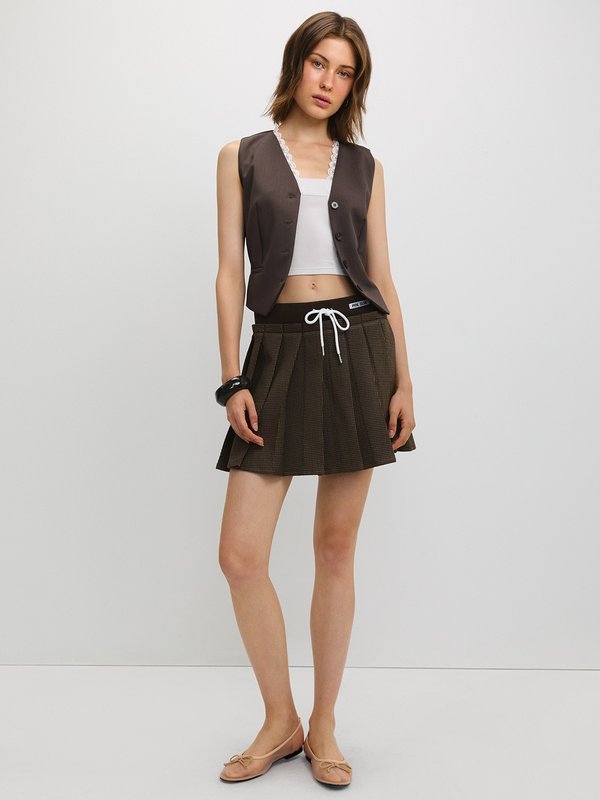 Pomelo Pomelo Lace-Hem Detail Vest - Brown