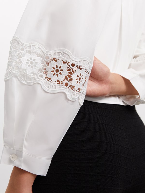 Pomelo Pomelo Lace Panel Crop Top - White