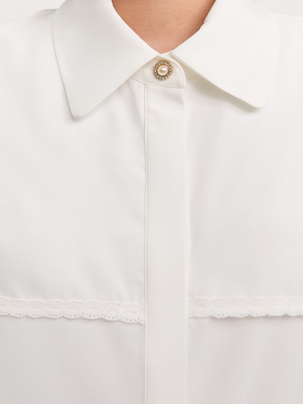 Pomelo Pomelo Lace Trim Blouse - White