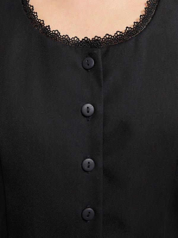 Pomelo Pomelo Lace Trim Buttoned Vest - Black