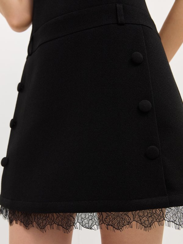 Pomelo Pomelo Lace Trim Dress - Black