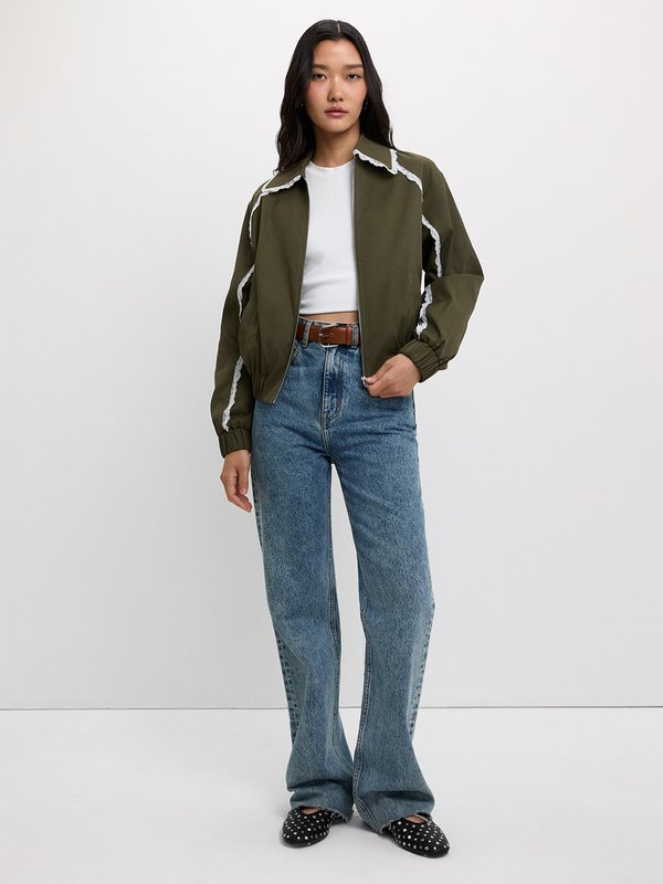 Pomelo Pomelo Lace Trim Jacket - Olive