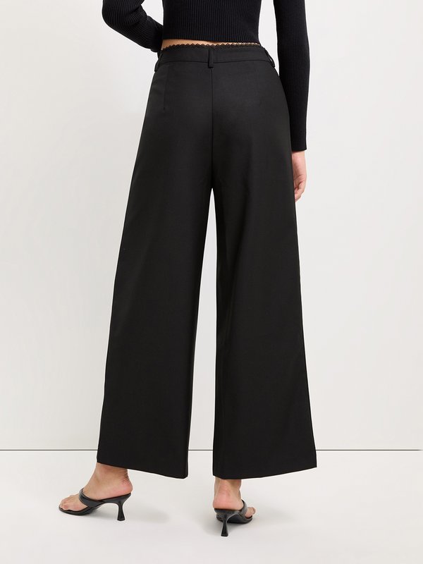 Pomelo Pomelo Lace Trim Pants - Black