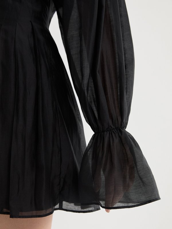 Pomelo Pomelo Lace Up Eyelet Dress - Black