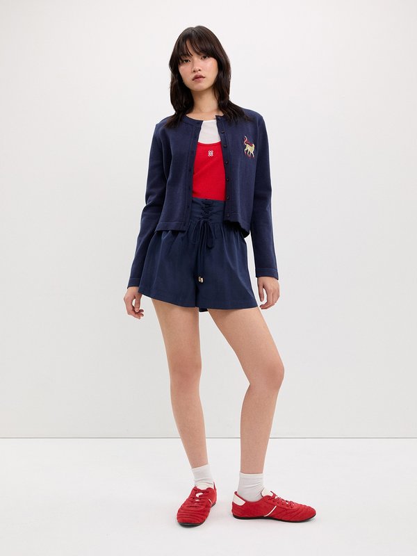 Pomelo Pomelo Lace-Up Shorts - Navy