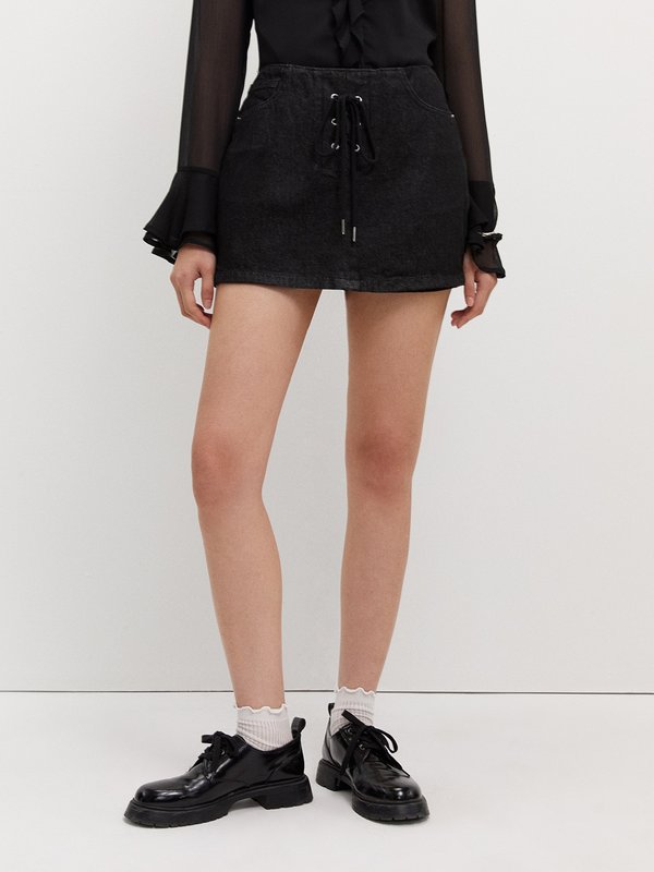 Pomelo Pomelo Lace Up Skort - Black