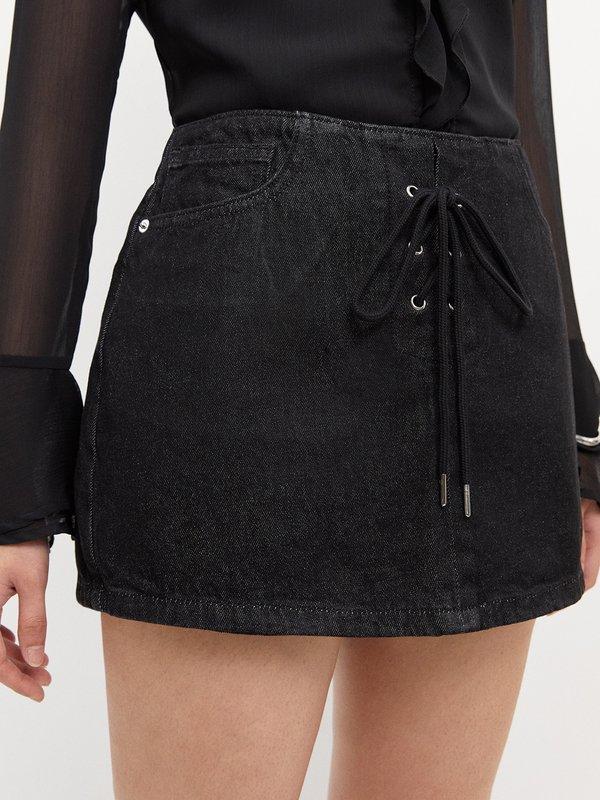 pomelo Pomelo Lace Up Skort - Black