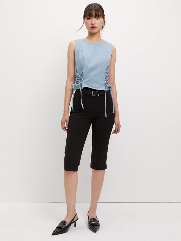 Pomelo Pomelo Lace-Up Top - Light Blue