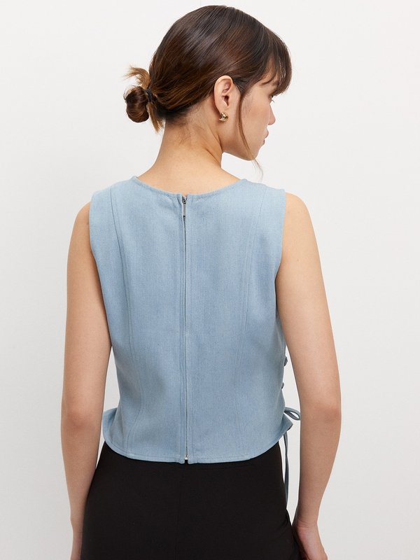 Pomelo Pomelo Lace-Up Top - Light Blue