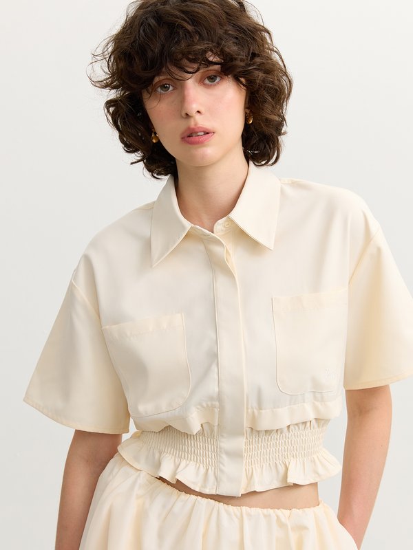 Pomelo Pomelo Layered Button-Up Blouse - Cream