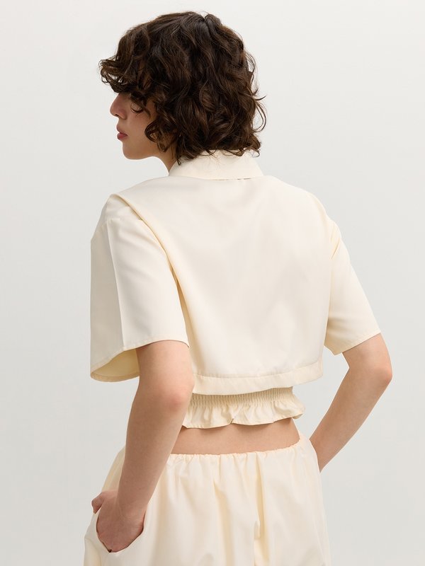 Pomelo Pomelo Layered Button-Up Blouse - Cream