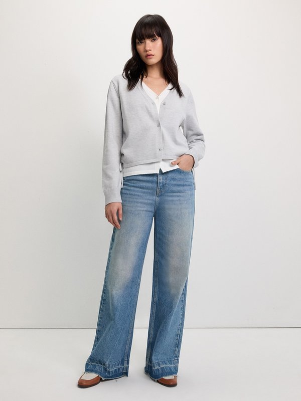 Pomelo Pomelo Layered Cardigan - Light Grey