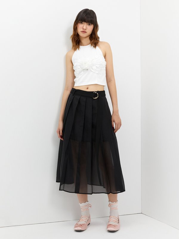 Pomelo Pomelo Layered Halter Rose Top - White