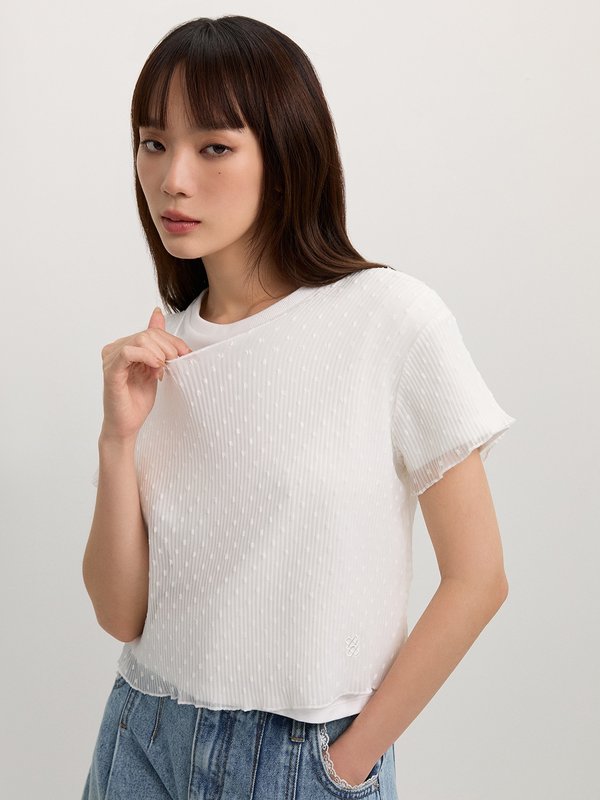 pomelo Pomelo Layered Polka Dot Top - White