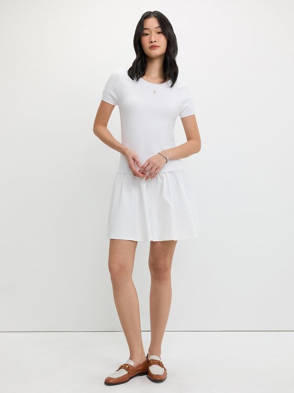 Pomelo Pomelo Layered Ruffled Skirt Dress - White