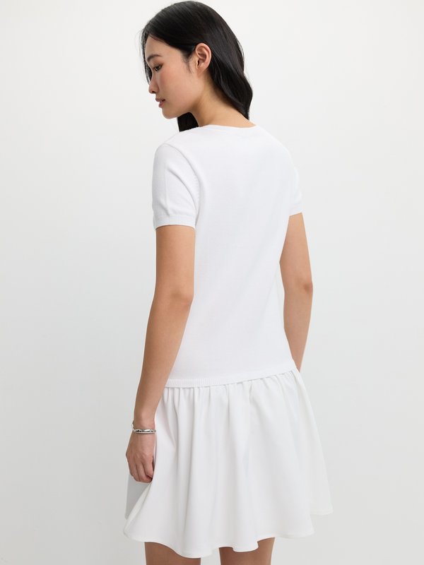 Pomelo Pomelo Layered Ruffled Skirt Dress - White