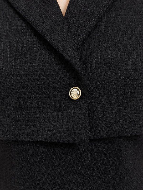 Pomelo Pomelo Layered Single Button Dress - Black