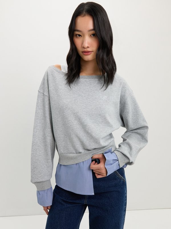 Pomelo Pomelo Layered Sweatshirt - Light Grey