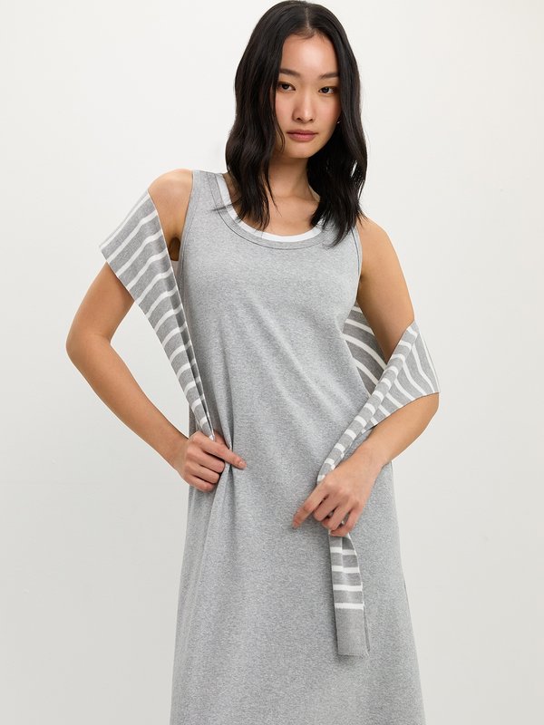 Pomelo Pomelo Layered Tank Dress - Light Grey