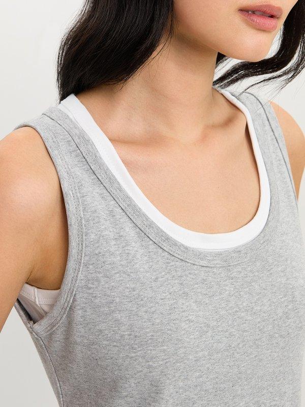 Pomelo Pomelo Layered Tank Dress - Light Grey