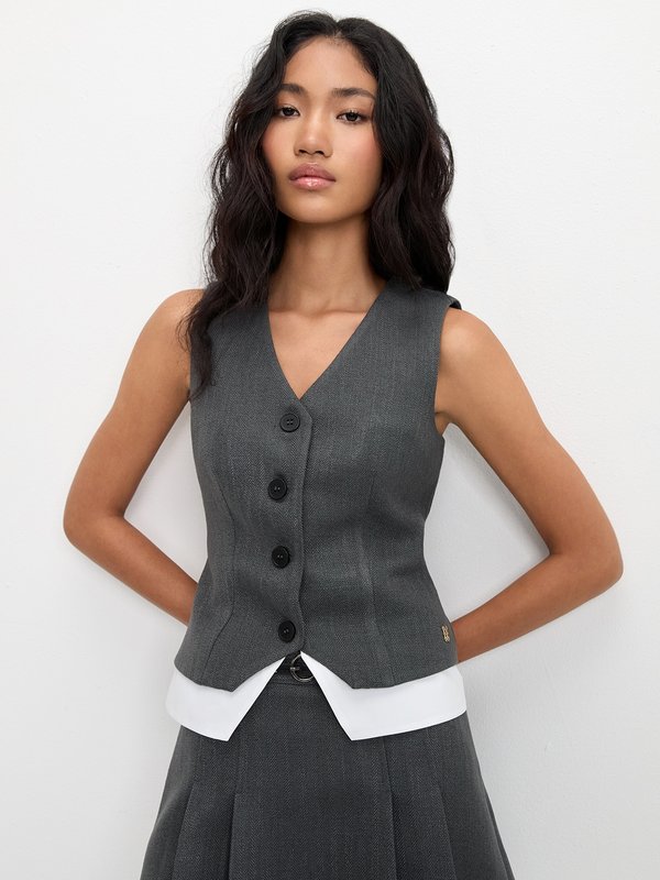 Pomelo Pomelo Layered Vest - Dark Grey