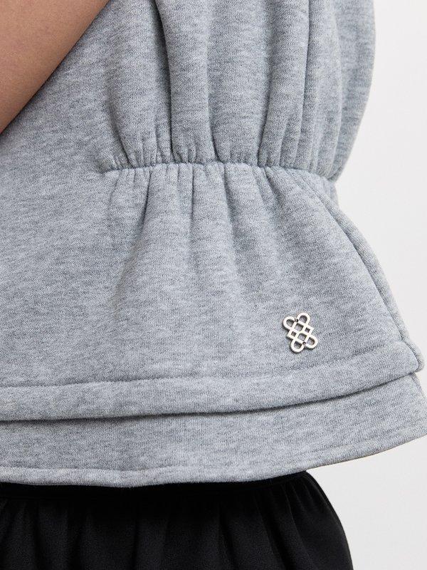 Pomelo Pomelo Layered Zipped Top - Light Grey