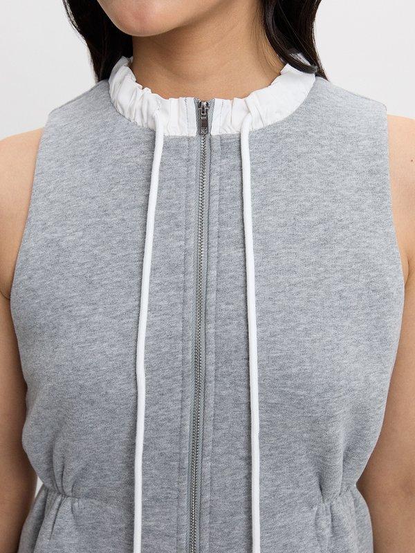Pomelo Pomelo Layered Zipped Top - Light Grey