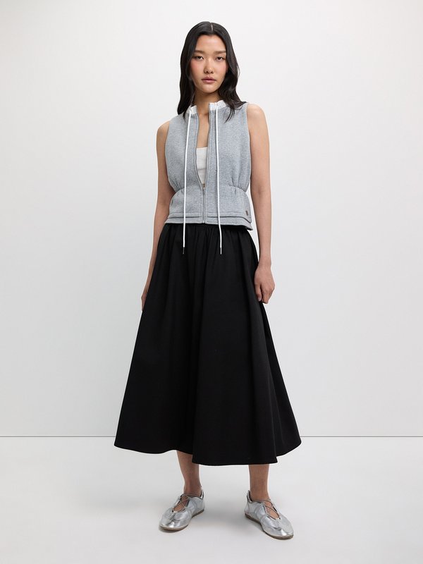 pomelo Pomelo Layered Zipped Top - Light Grey