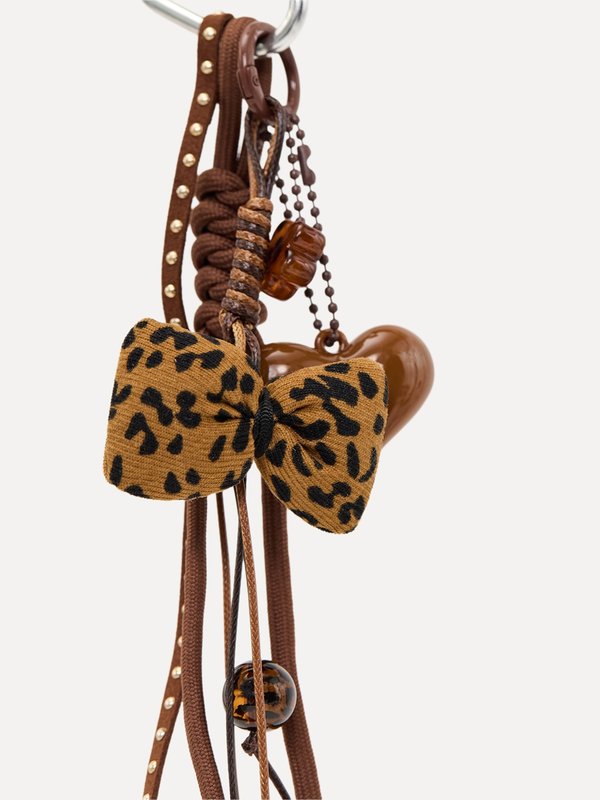 Pomelo Pomelo Leopard Bow Keyring - Brown