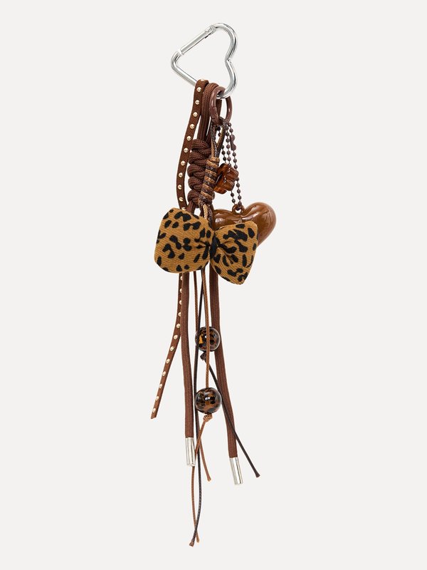 pomelo Pomelo Leopard Bow Keyring - Brown