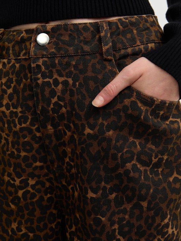 Pomelo Pomelo Leopard Print Pants - Dark Brown