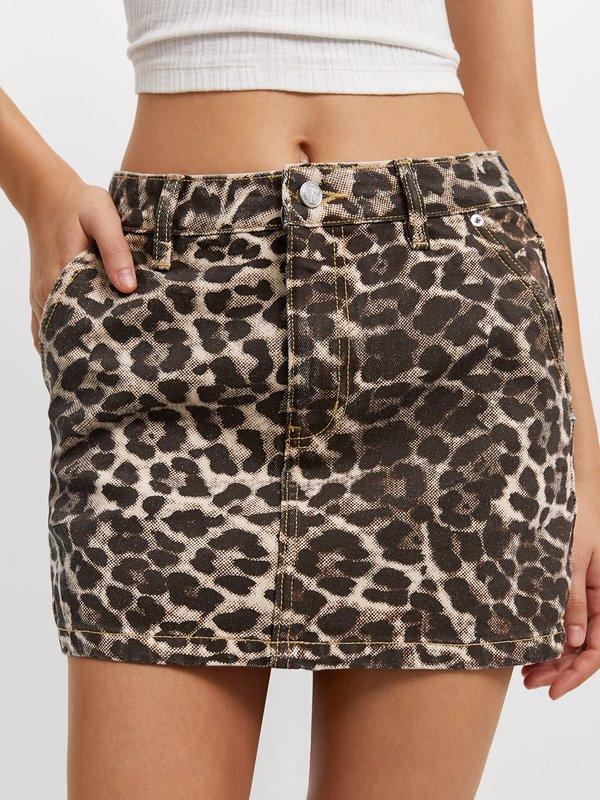 pomelo Pomelo Leopard Print Skirt - Multi Color