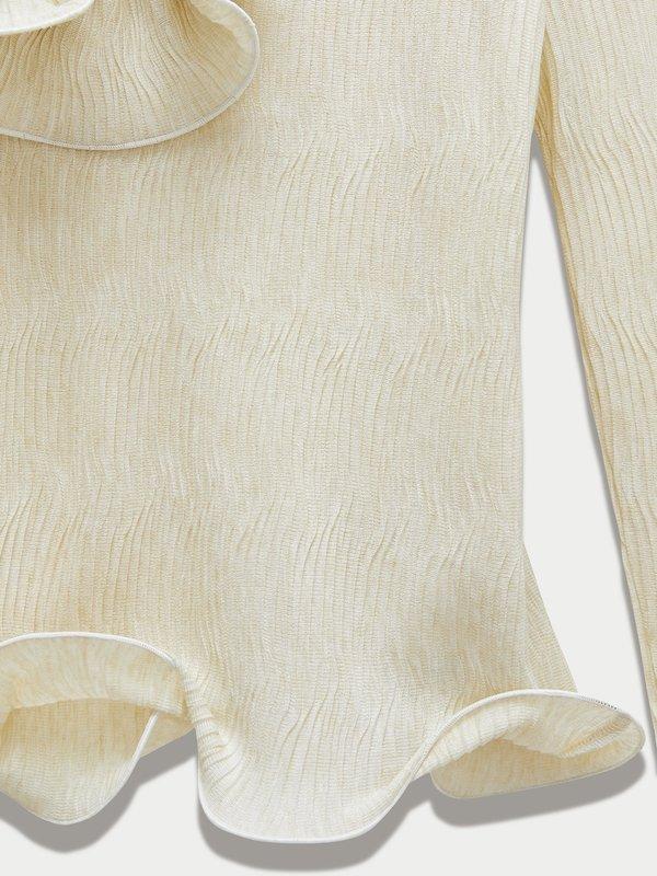 Pomelo Pomelo Lettuce Edge Ruffle Top - Beige