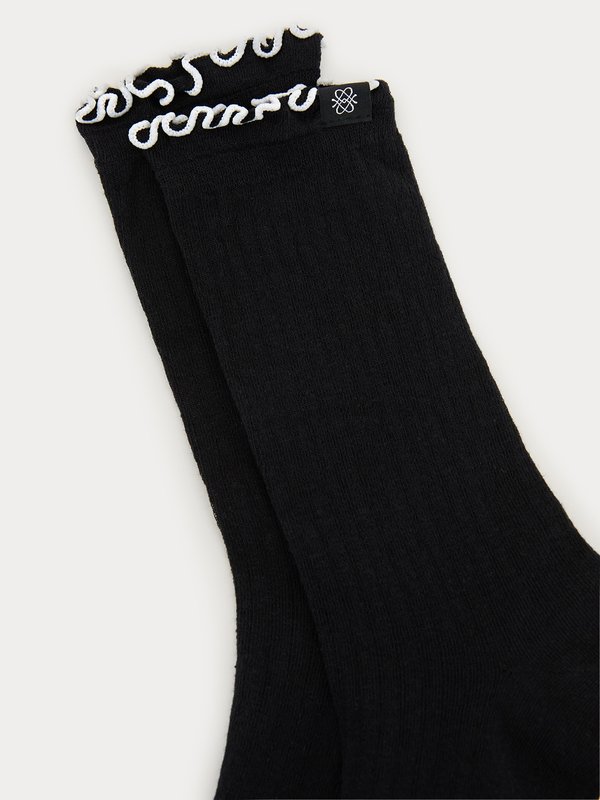 Pomelo Pomelo Lettuce Trim Socks - Black