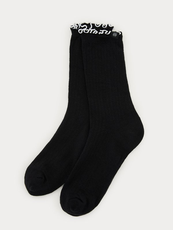 pomelo Pomelo Lettuce Trim Socks - Black