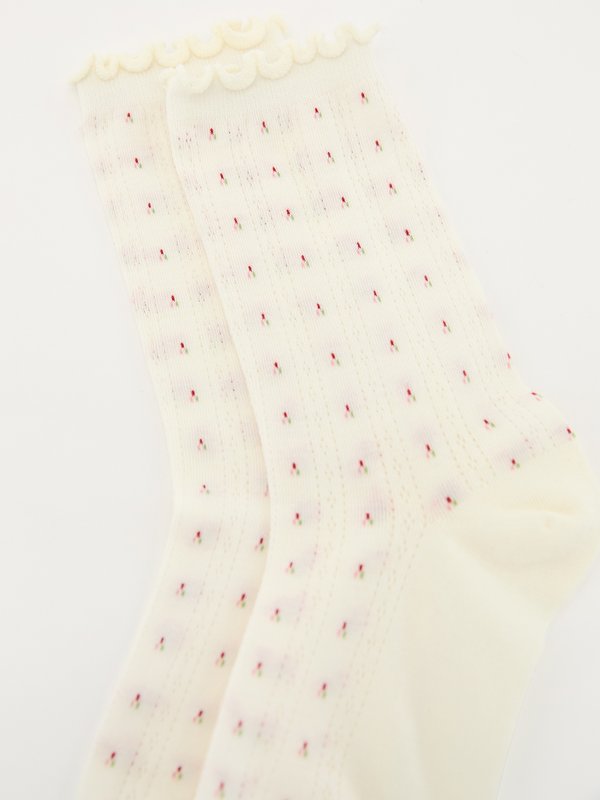 Pomelo Pomelo Lettuce Trim Socks - Cream