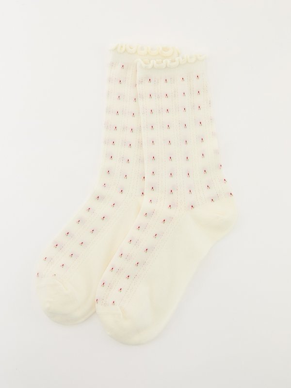 pomelo Pomelo Lettuce Trim Socks - Cream