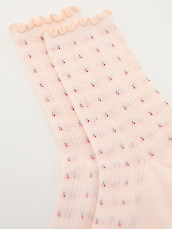 Pomelo Pomelo Lettuce Trim Socks - Light Pink