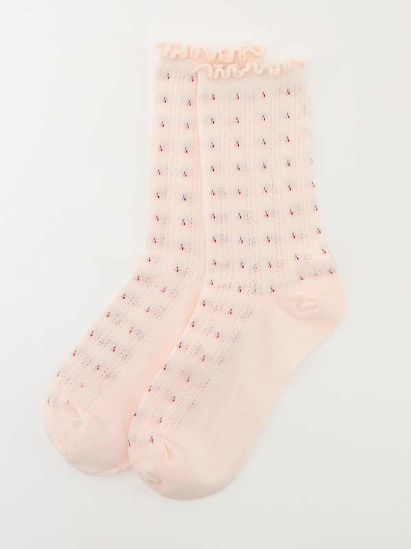 pomelo Pomelo Lettuce Trim Socks - Light Pink