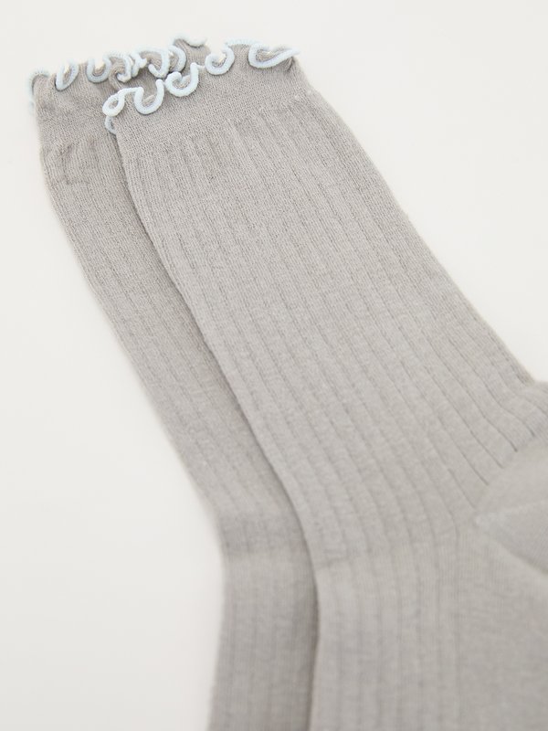 Pomelo Pomelo Lettuce Trim Socks - Mid Grey