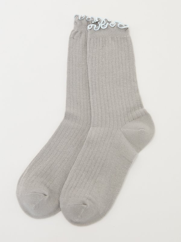 pomelo Pomelo Lettuce Trim Socks - Mid Grey