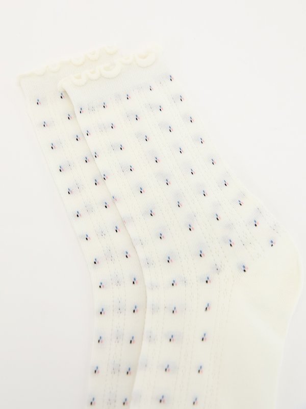 Pomelo Pomelo Lettuce Trim Socks - White