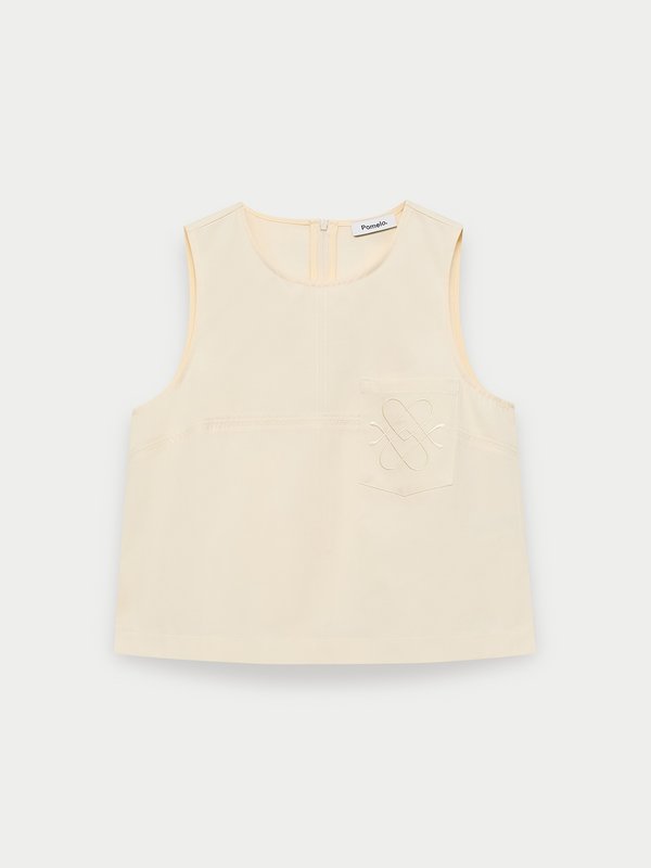 pomelo Pomelo Logo Embroidery Top - Ivory
