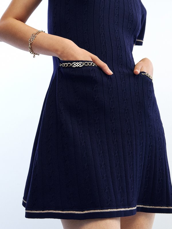 Pomelo Pomelo Logo Hardware Detail Mini Dress - Navy