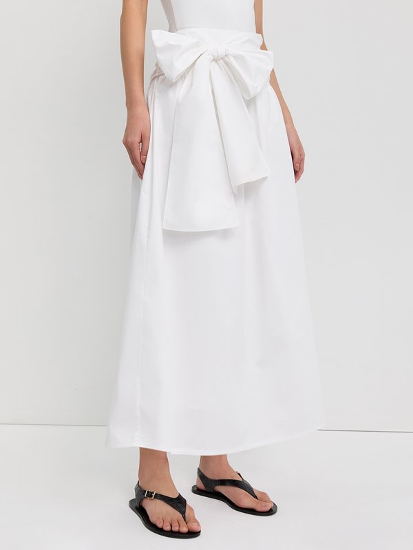 pomelo Pomelo Long Bow Skirt - White