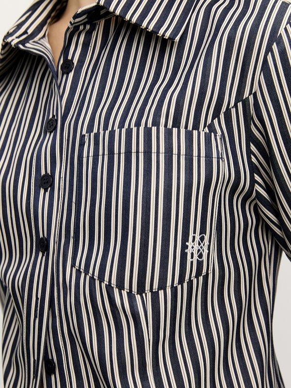 Pomelo Pomelo Long-Sleeve Striped Crop Top - Navy